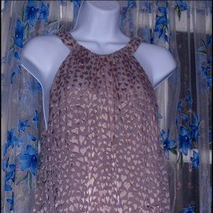 GORGEOUS Rare Womens 100% SILK Hearts Lined Dress by RORY BECA - Gray Grey Sz S